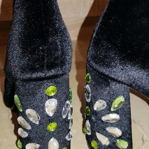 Public Desire women's ankle boots new, velvet with crystals on heels