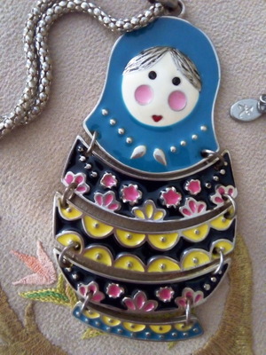 Matryoshka pendant with enamel like new, large, multicolored