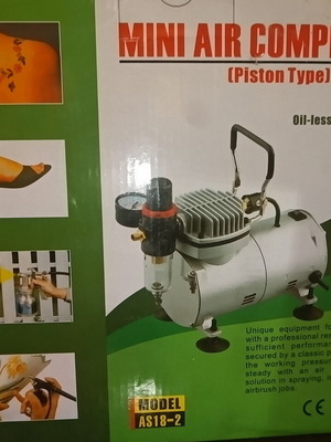 Mini Air Compressor AS18-2 για αερογράφο, χωρίς λάδι, με ρυθμιστή πίεσης