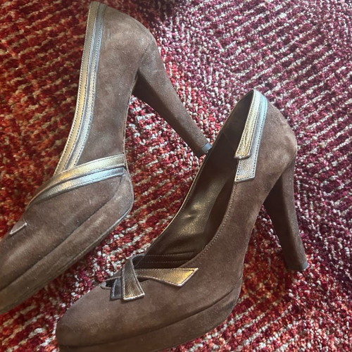 Kalogirou suede pumps used, brown, size 37