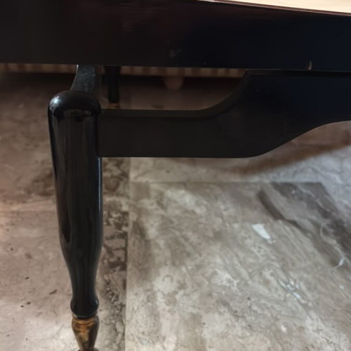 Antique black and white lacquered coffee table