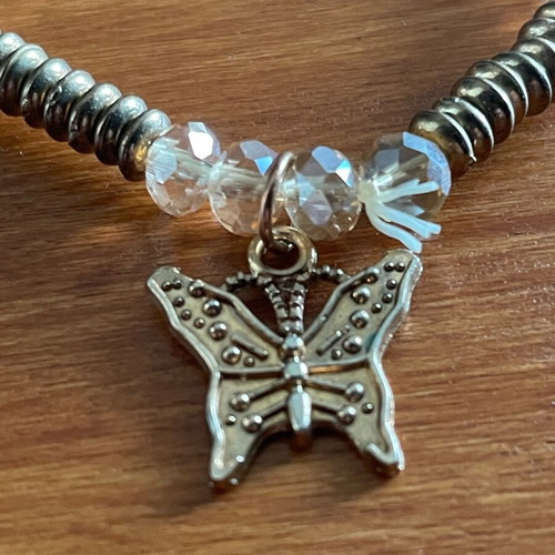 Zara women's beaded bracelet like new with butterfly charm