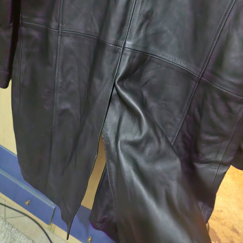 Leather men's long coat like new, black, size XL