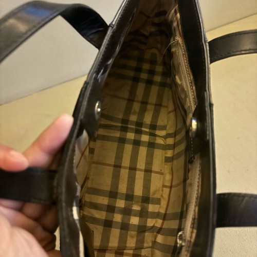 Burberry leather handbag genuine used, black