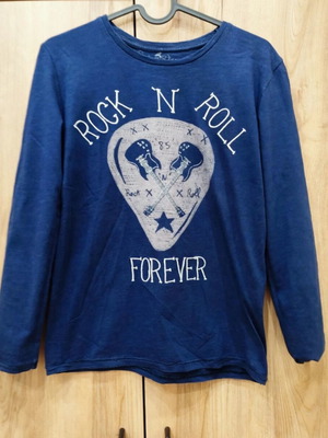 Zara Kids Rock N Roll Forever μπλούζα μακρυμάνικη, μπλε navy, ηλικία 11-12