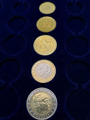 Monaco UNC 2002 coin set, 20c to 2 euro, new