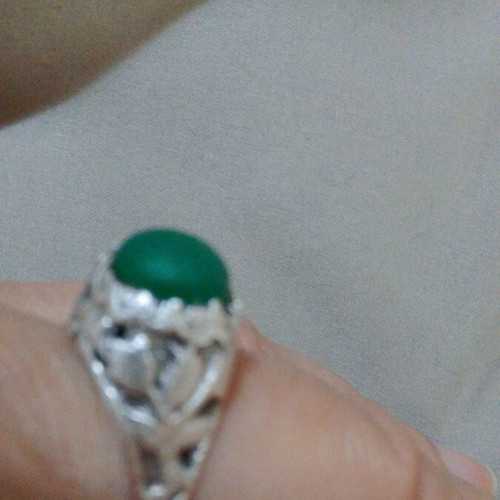 Handmade silver 925 ring with green agate like new