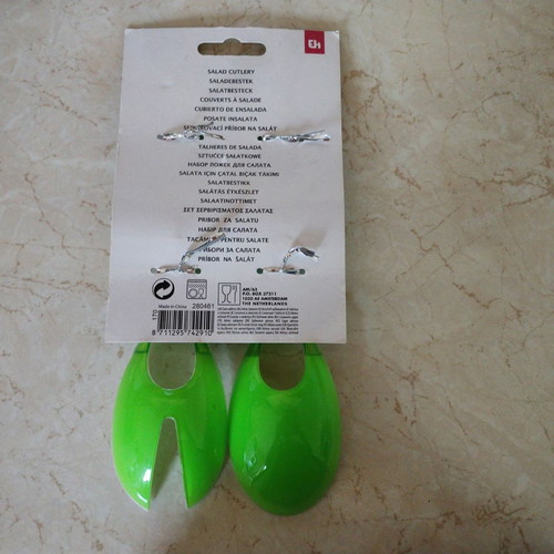 Salad spoon in green and white, 26 cm, new