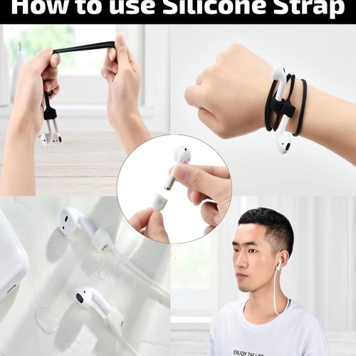 AirPods accessories set with silicone strap and 3-in-1 cleaning pen