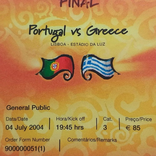 Euro 2004 Final Ticket Portugal Greece like new