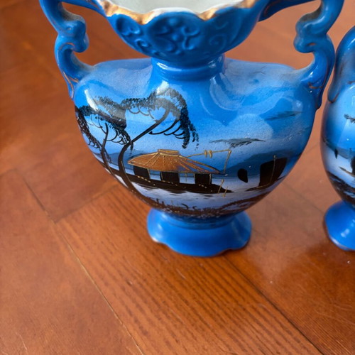 Antique vases from England like new, set of 2 with Japanese motif