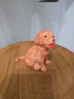 Handmade dog-shaped candle
