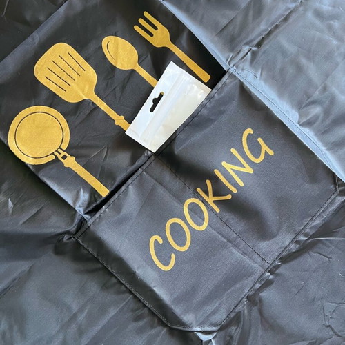 Chef apron new black waterproof with 2 pockets