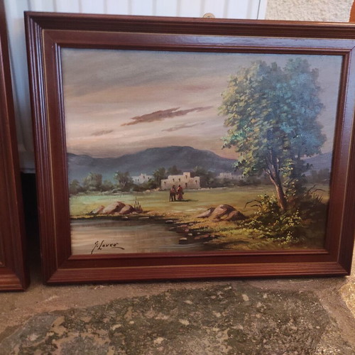 Oil painting in frame like new, signed, countryside landscape