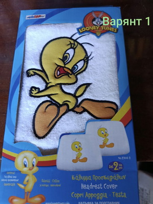 Car Headrest Covers with Tweety, new, set of 2