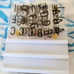 Table lamp with plastic letters used
