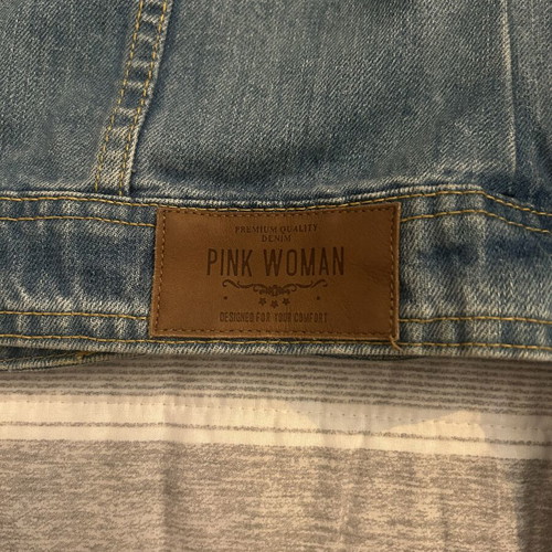 Jean jacket Pink Woman σαν καινούργιο, στενή γραμμή, μαύρο και μπλε