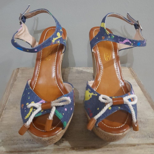 ITALIAN DENIM PLATFORM MULTICOLORED NEW