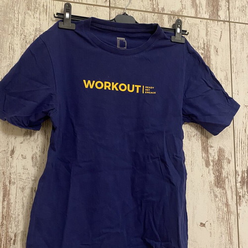 Decathlon Workout T-Shirt Navy Blue and Yellow size M like new