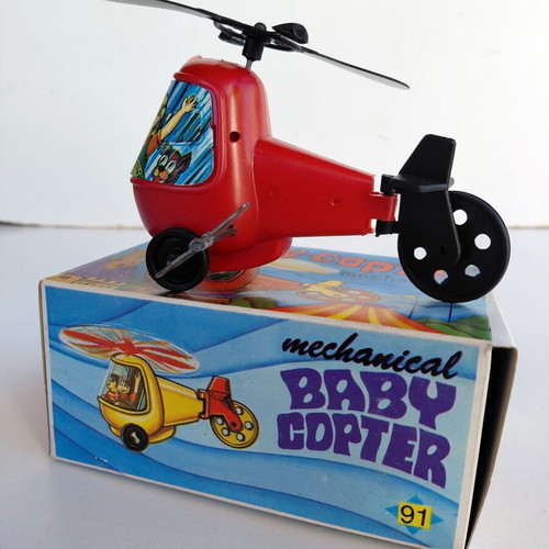 Wind-up Helicopter Toy 1960s Priftis New