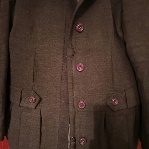 Gray Medium Coat Like New With Large Collar