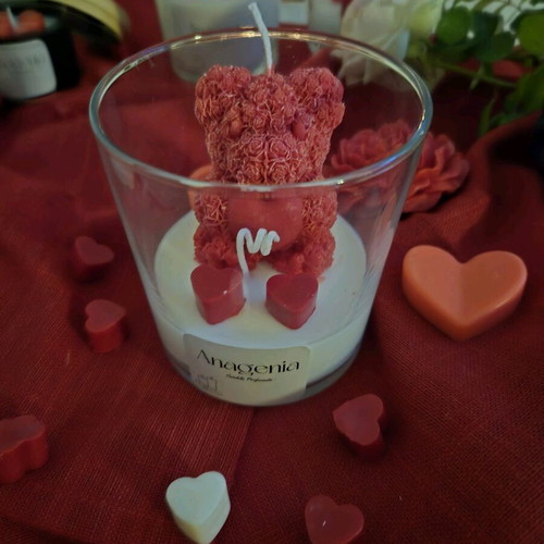 Handmade Valentine’s Love Bear soy candle biscuit vanilla 250gr new