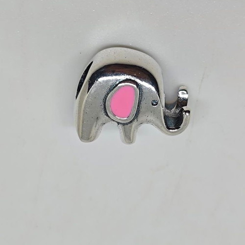 Silver Elephant Charm with Pink Enamel like new