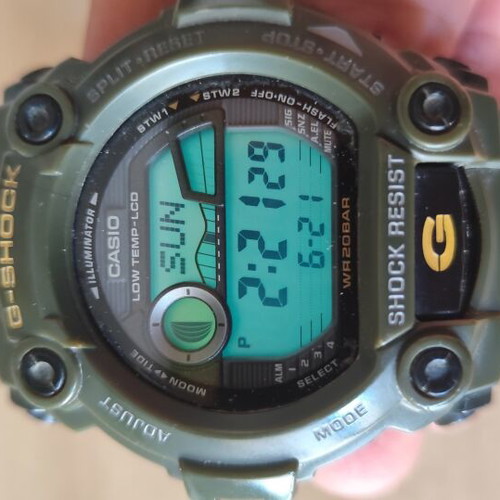 Casio G-Shock G-7900-3 digital watch used, green, shock resistant