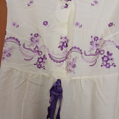 Maxi nightgown yellow with purple embroidered flowers, new, size XL