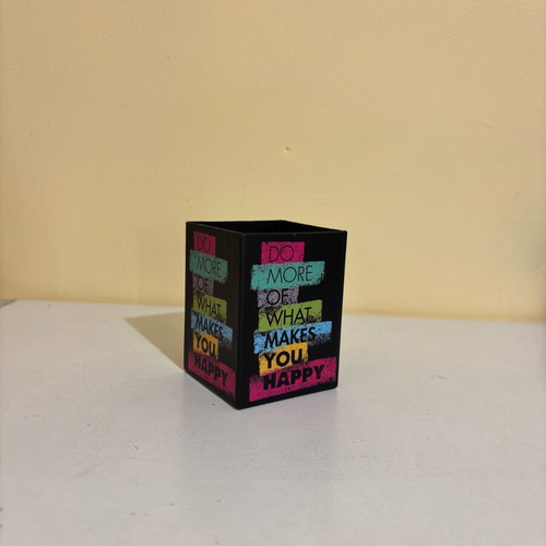 Set of 2 used paper pencil holders colorful and black