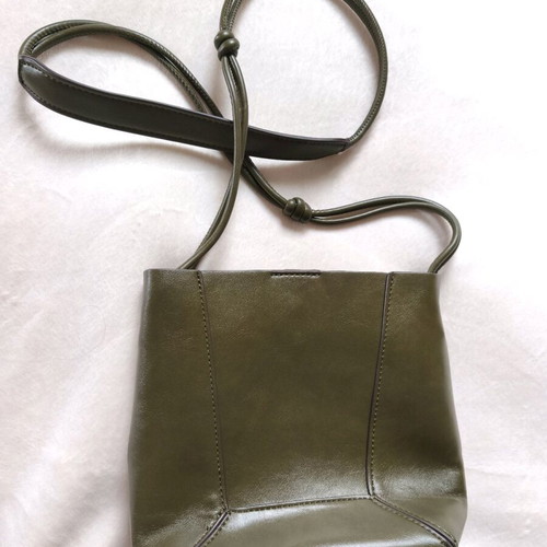 Mango Staford leather shoulder bag khaki new