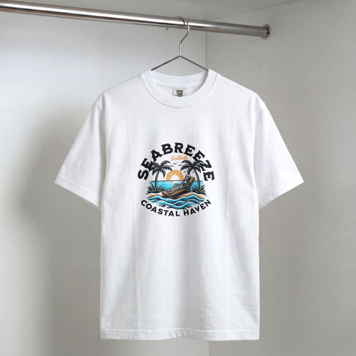 T-shirt Sea Breeze unisex new, white, polyester jersey