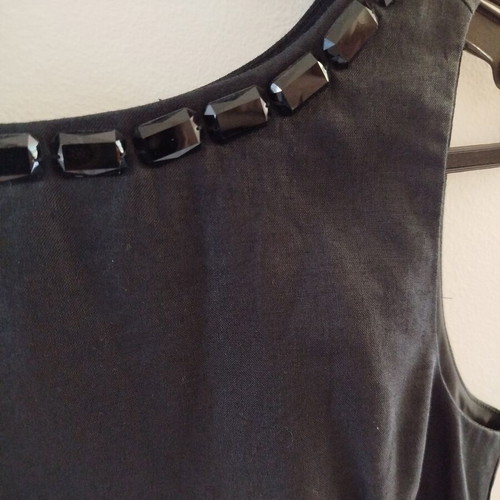 Zara classic midi dress like new black with square stones neckline