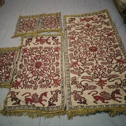 Antique embroidered table linens pack of 5 used, woven fabric