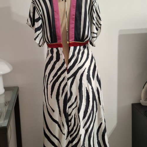 Vintage maxi φόρεμα Gizia με ασπρόμαυρο ζεβρέ μοτίβο