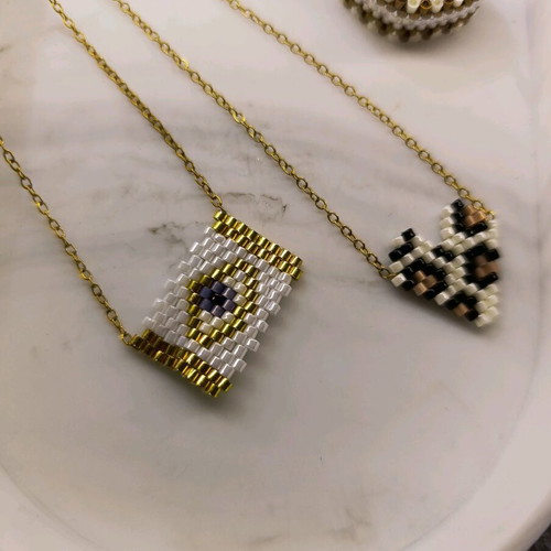 Set of 5 jewelry new with Miyuki beads and stainless steel chain