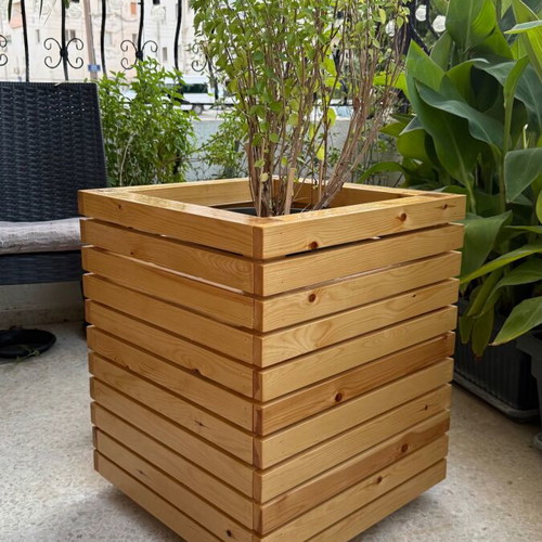 Wooden Planter Box New Solid Pine Outdoor 51x51x58cm