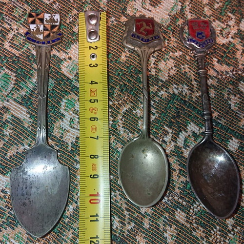 Souvenir spoons used from Isle of Man, Wales and Scotland
