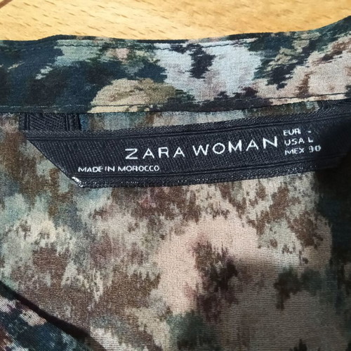 Zara boho floral tunic shirt in green multicolor, new