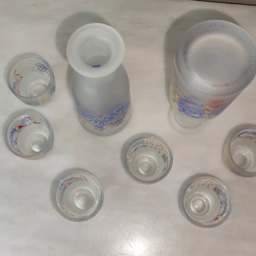 Set of 2 carafes and 6 shot glasses decorated with Giorgos Stathopoulos art