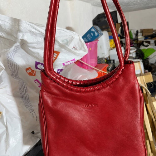 Gucci red shoulder bag, vintage soft leather