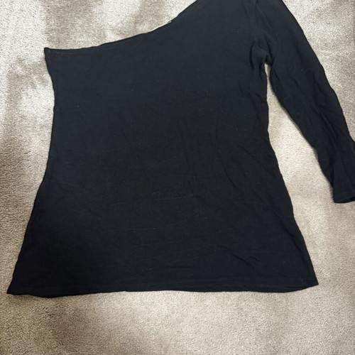 Etam Black Blouse Asymmetric One-Shoulder Cotton Like New