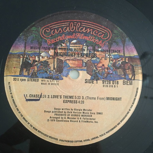 Giorgio Moroder Midnight Express vinyl used, cover wear
