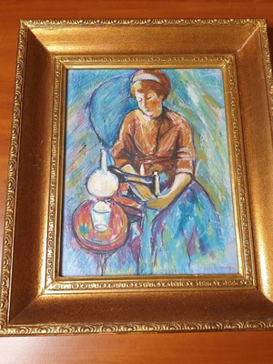 Painting used, signed M. Manousakis, with frame