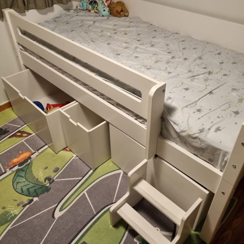 Single kids bed with storage cupboards 90x200
