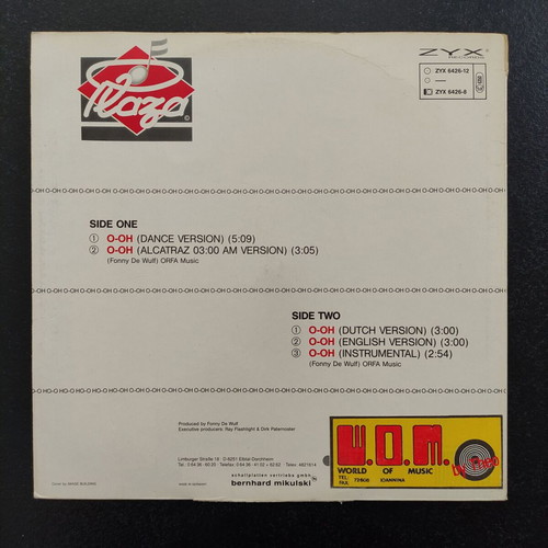 Plaza O Oh Vinyl Maxi Single 12'' 1990 used, electronic music