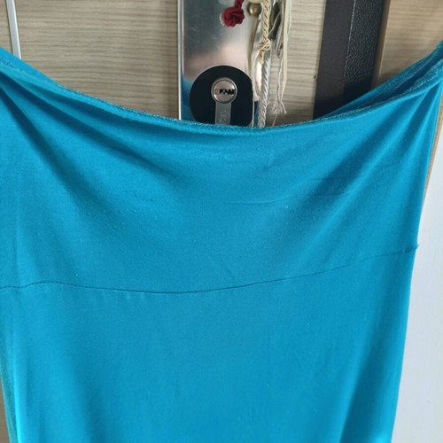 Strapless beach dress used, sea blue, elastic fabric