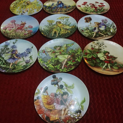 Wedgwood Gresham Flower Fairies Bone China Wall Plates like new, set of 10