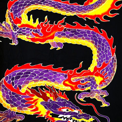Batik Painting on Cotton Silk Blend Fabric New, The Friendly Wise Dragon