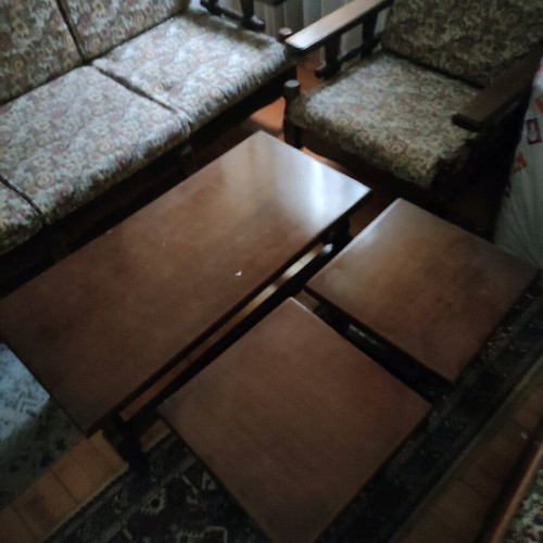 Vintage living room set like new with sofa, armchairs and tables